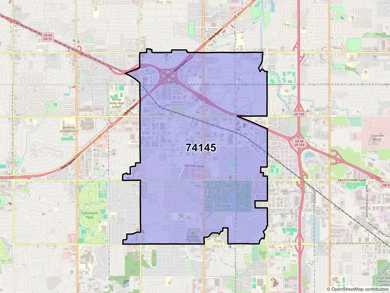 Map of ZIP Code 74145 — Tulsa, OK