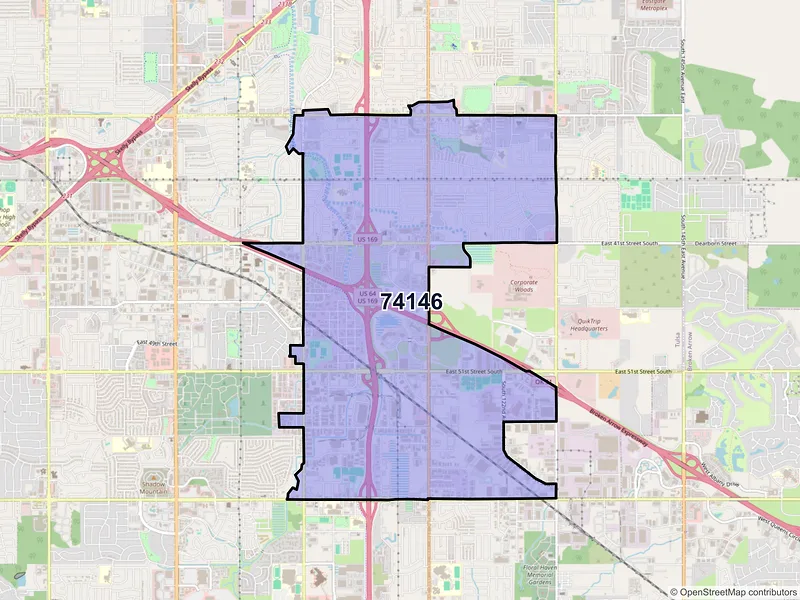 Map of ZIP Code 74146 — Tulsa, OK