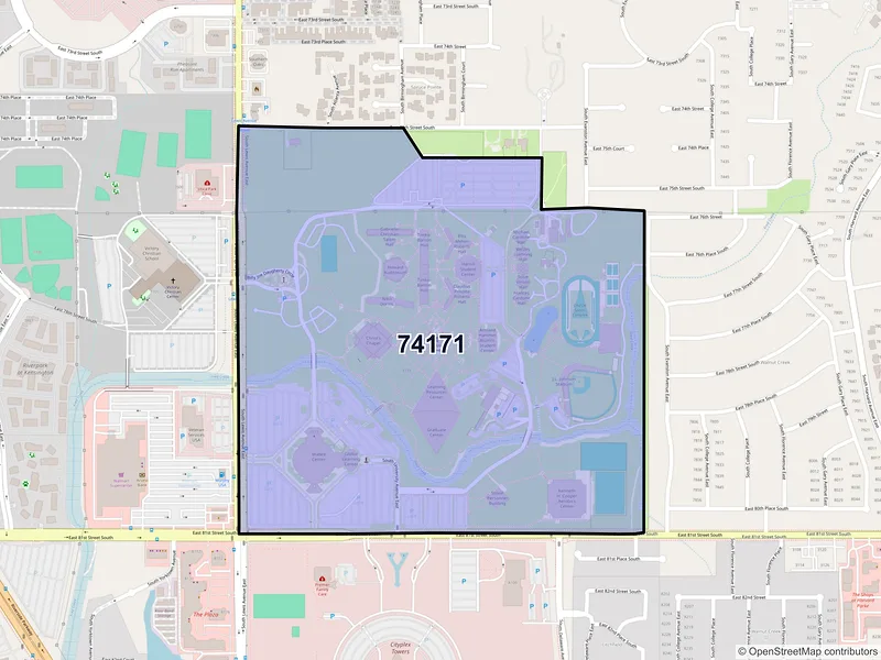 Map of ZIP Code 74171 — Tulsa, OK