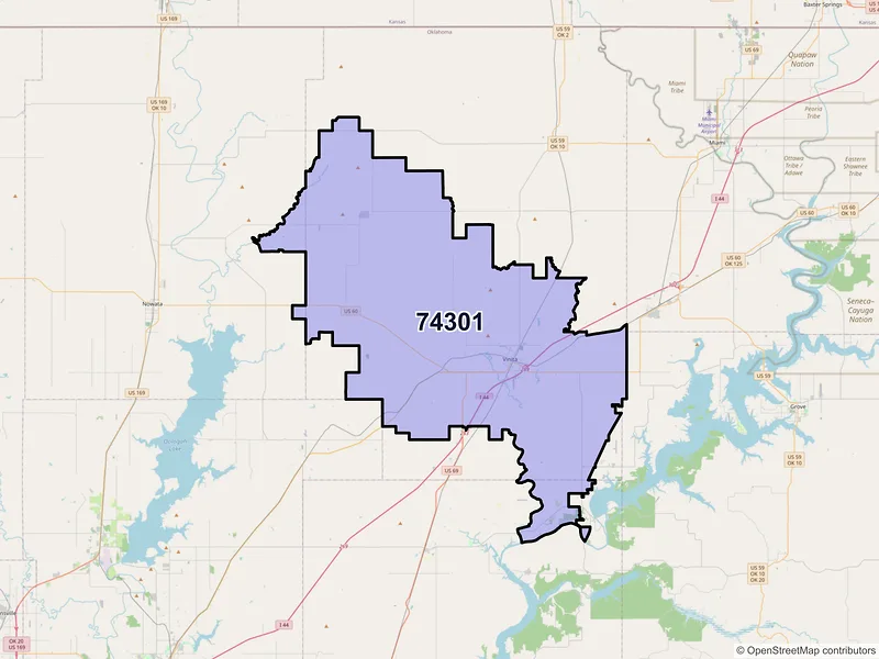 Map of ZIP Code 74301 — Vinita, OK