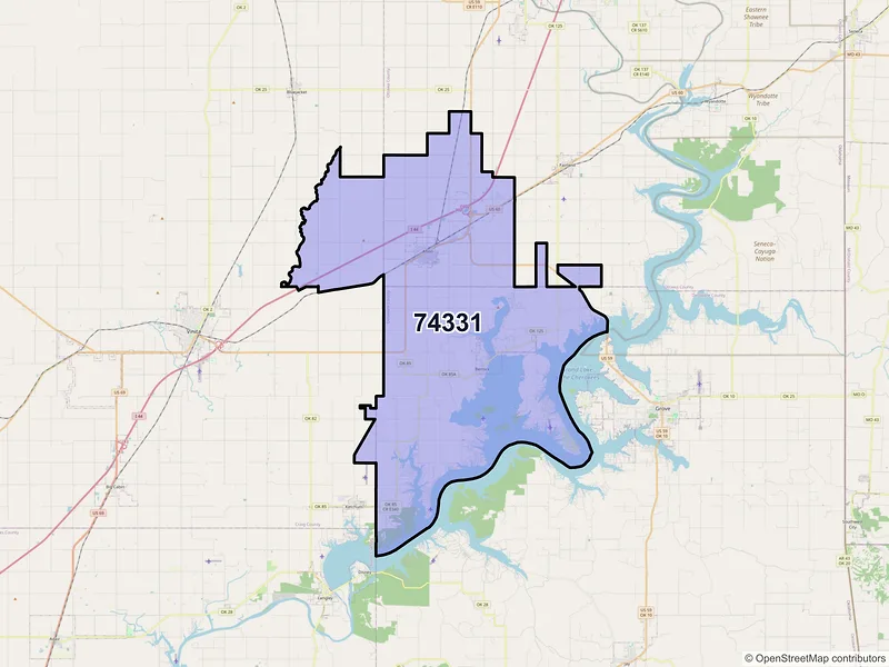 Map of ZIP Code 74331 — Afton, OK