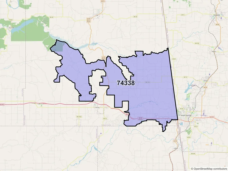 Map of ZIP Code 74338 — Colcord, OK