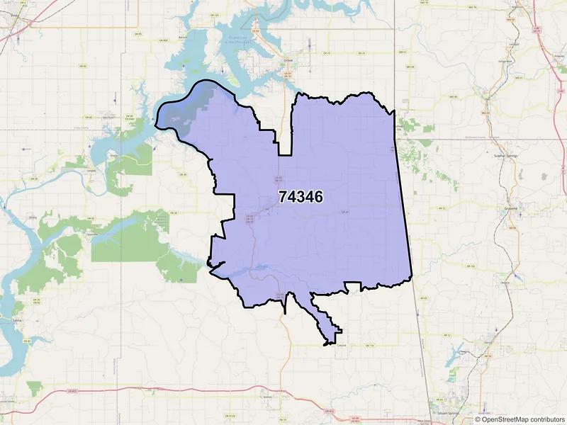 Map of ZIP Code 74346 — Jay, OK