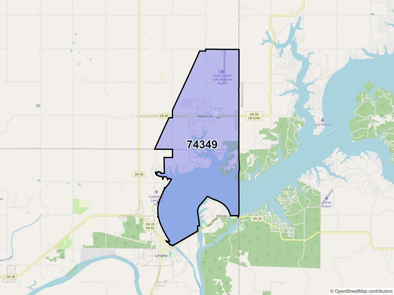 Map of Ketchum, Oklahoma and ZIP codes