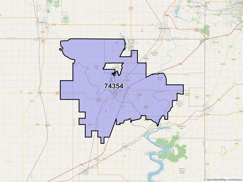 Map of ZIP Code 74354 — Miami, OK
