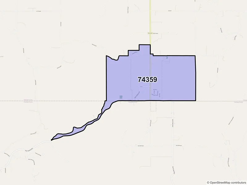 Map of ZIP Code 74359 — Oaks, OK