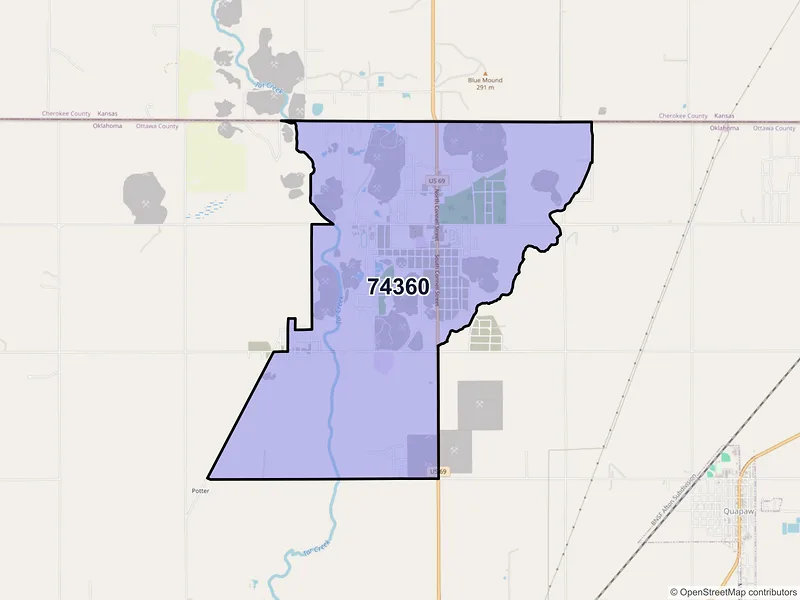 Map of Picher, Oklahoma and ZIP codes