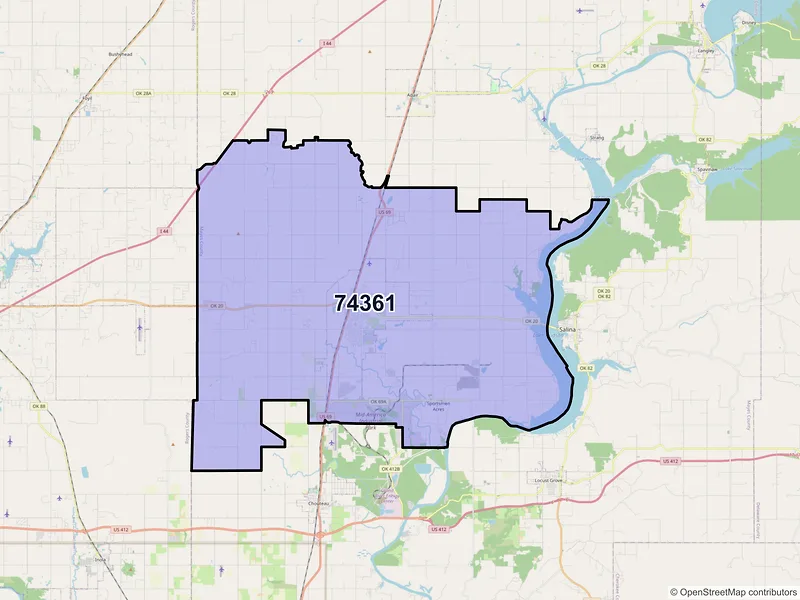 Map of ZIP Code 74361 — Pryor, OK