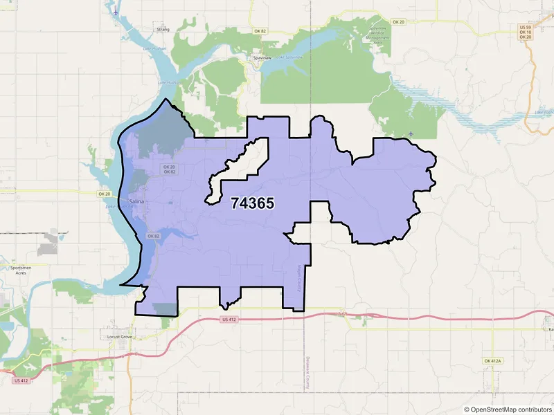 Map of ZIP Code 74365 — Salina, OK