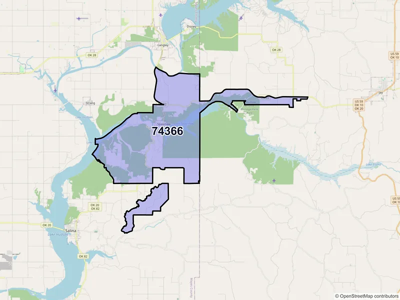 Map of ZIP Code 74366 — Spavinaw, OK