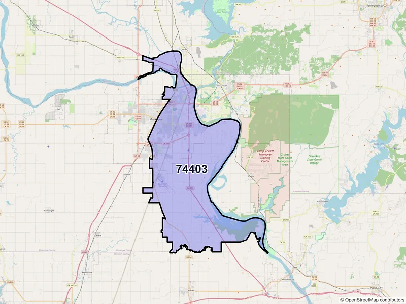 Map of ZIP Code 74403 — Muskogee, OK