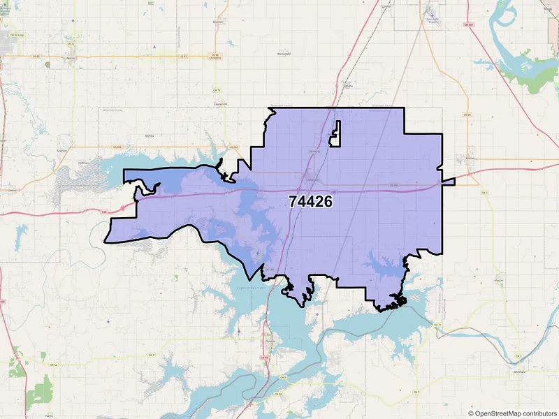 Map of ZIP Code 74426 — Checotah, OK