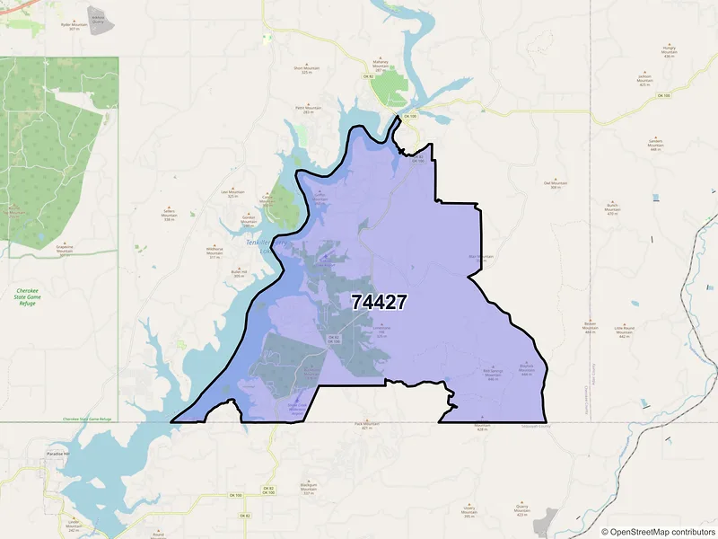 Map of ZIP Code 74427 — Cookson, OK