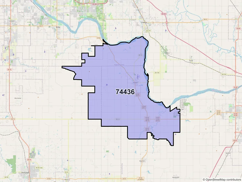 Map of ZIP Code 74436 — Haskell, OK