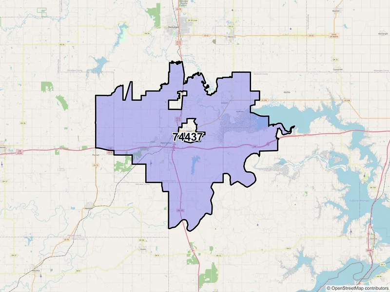 Map of ZIP Code 74437 — Henryetta, OK