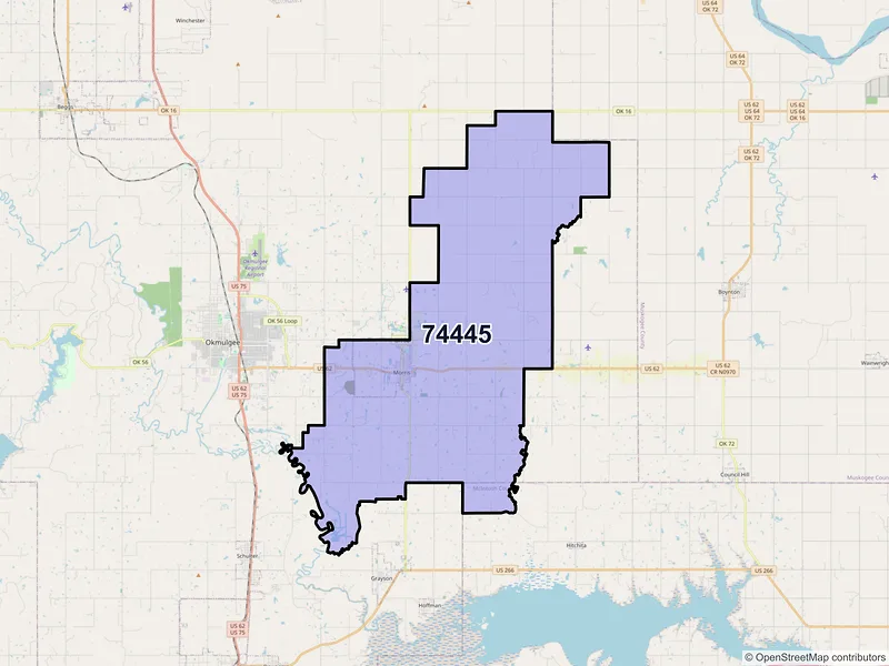 Map of ZIP Code 74445 — Morris, OK
