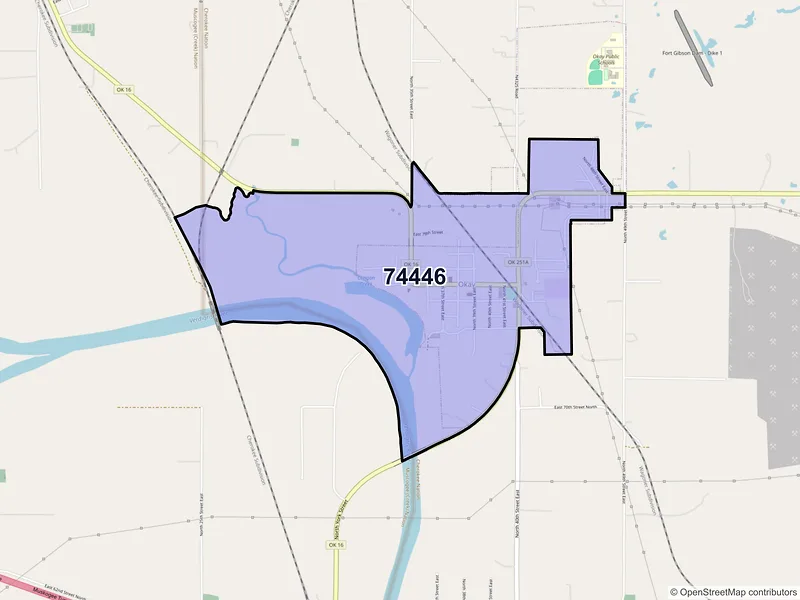 Map of Okay, Oklahoma and ZIP codes