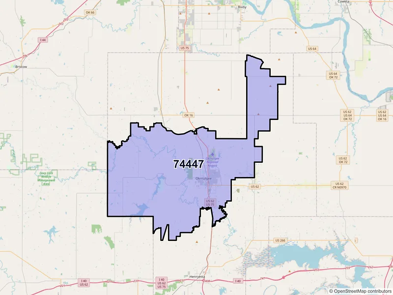 Map of ZIP Code 74447 — Okmulgee, OK