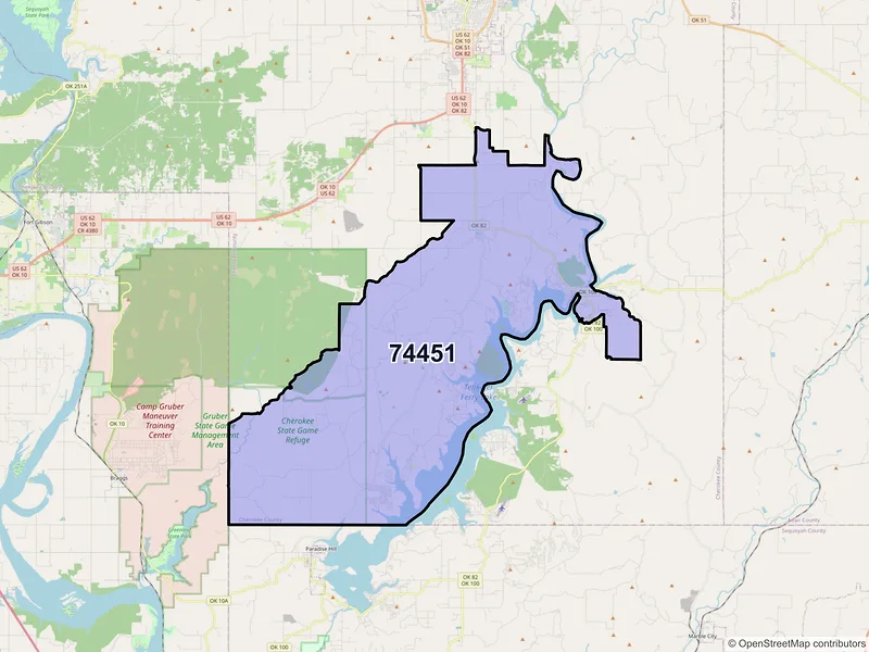 Map of ZIP Code 74451 — Park Hill, OK