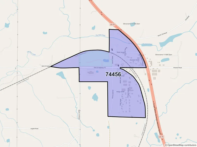 Map of Preston, Oklahoma and ZIP codes