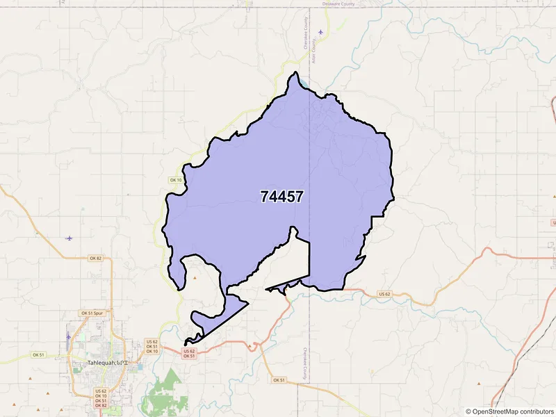 Map of ZIP Code 74457 — Proctor, OK
