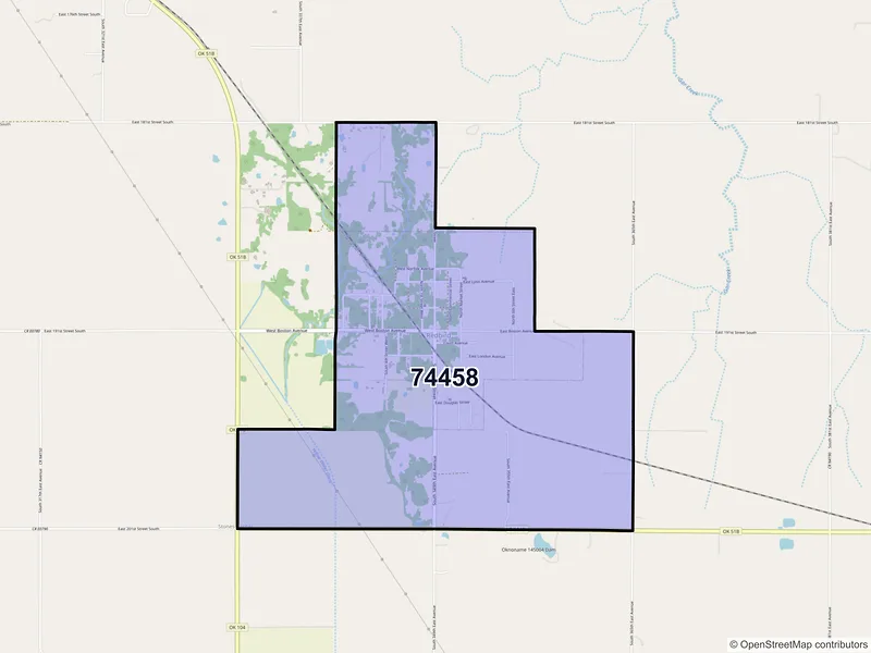 Map of ZIP Code 74458 — Redbird, OK