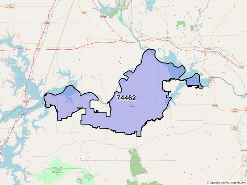 Map of ZIP Code 74462 — Stigler, OK