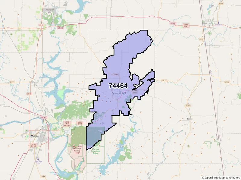 Map of ZIP Code 74464 — Tahlequah, OK