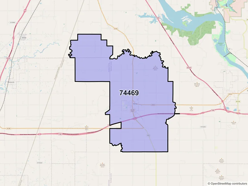 Map of ZIP Code 74469 — Warner, OK