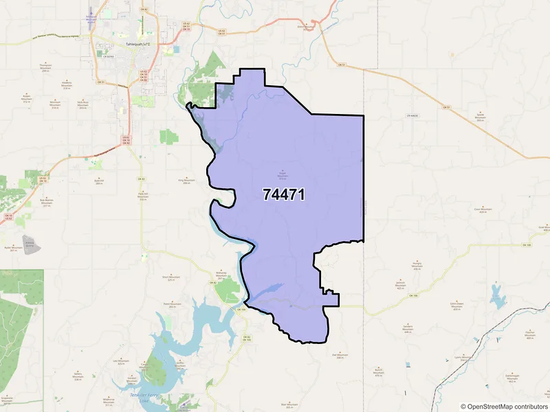 Map of ZIP Code 74471 — Welling, OK