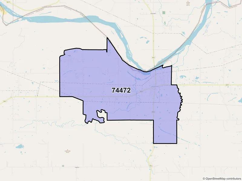 Map of ZIP Code 74472 — Whitefield, OK
