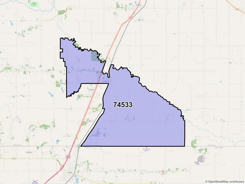 Map of ZIP Code 74533 — Caney, OK