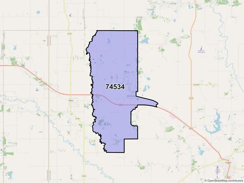 Map of ZIP Code 74534 — Centrahoma, OK