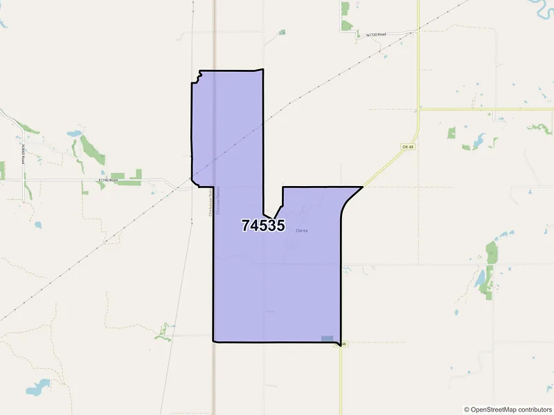 Map of Clarita, Oklahoma and ZIP codes