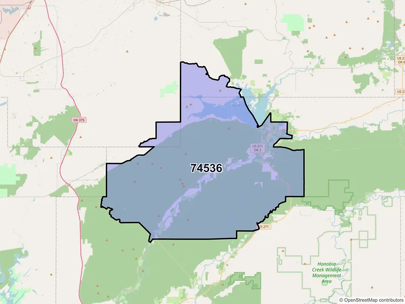 Map of Clayton, Oklahoma and ZIP codes