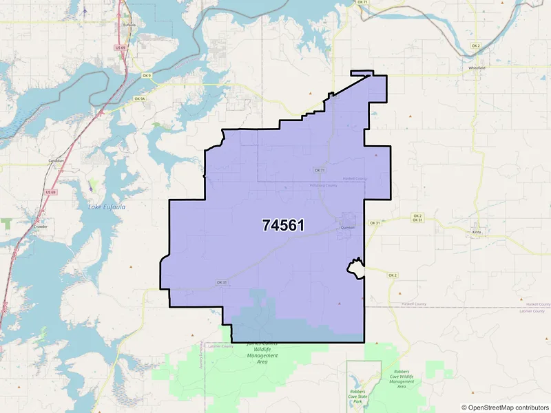 Map of ZIP Code 74561 — Quinton, OK