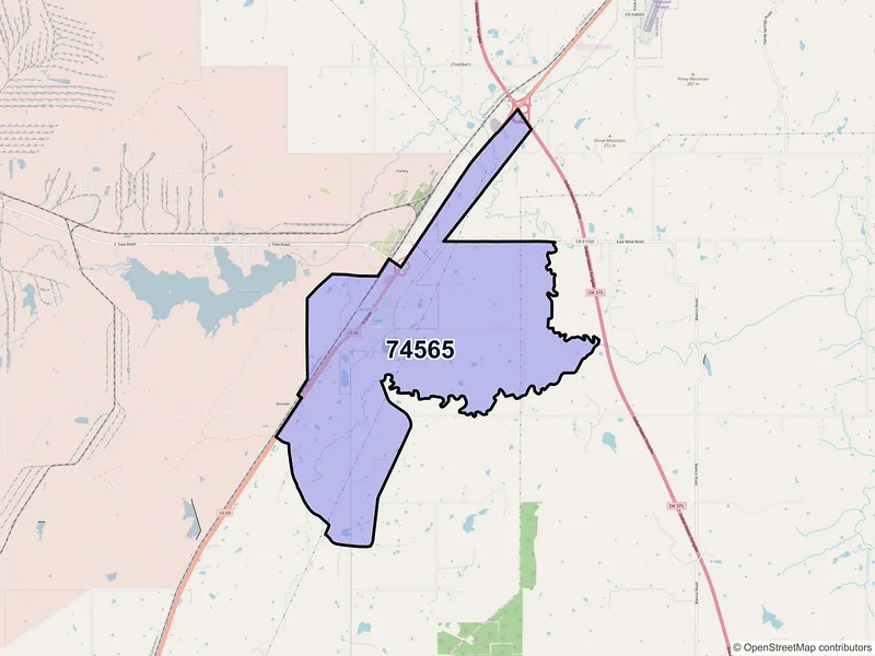 Map of Savanna, Oklahoma and ZIP codes