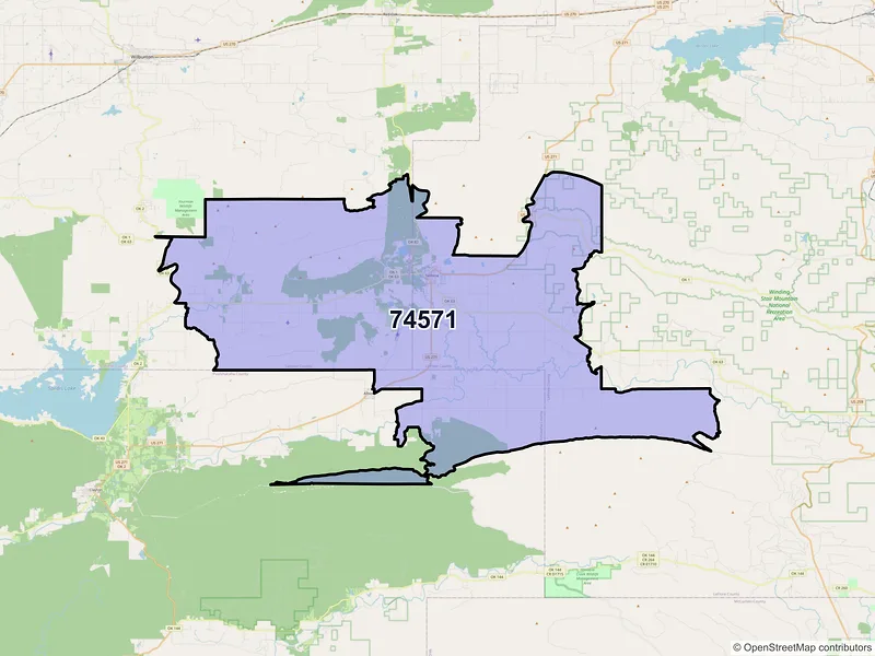 Map of ZIP Code 74571 — Talihina, OK