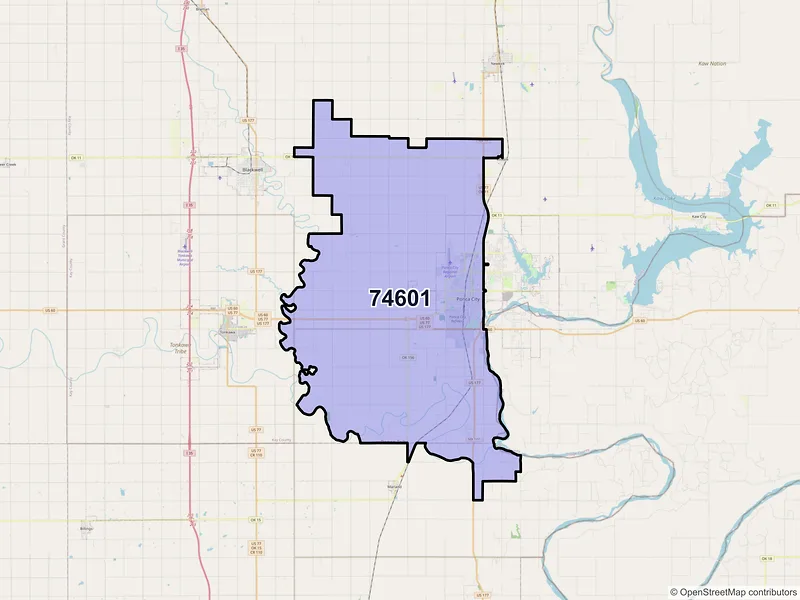 Map of ZIP Code 74601 — Ponca City, OK