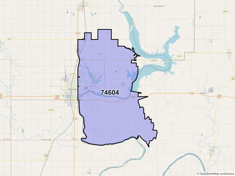 Map of ZIP Code 74604 — Ponca City, OK