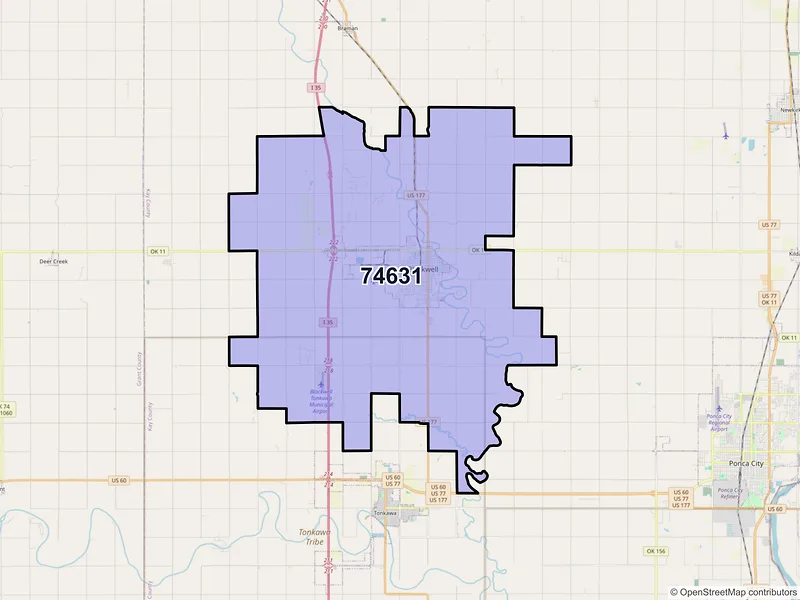 Map of ZIP Code 74631 — Blackwell, OK