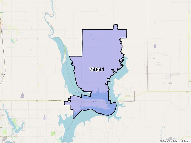 Map of ZIP Code 74641 — Kaw City, OK