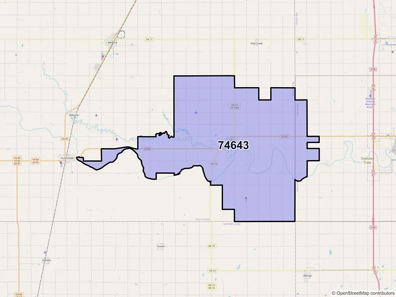 Map of ZIP Code 74643 — Lamont, OK