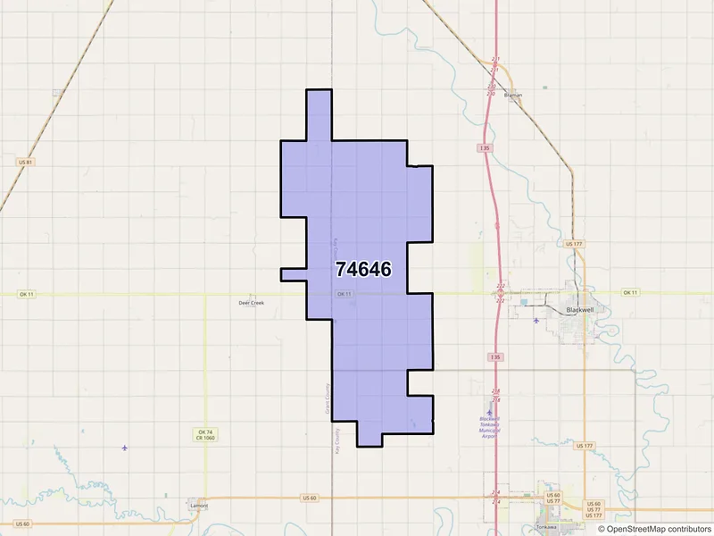 Map of ZIP Code 74646 — Nardin, OK
