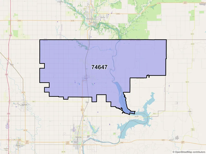 Map of ZIP Code 74647 — Newkirk, OK
