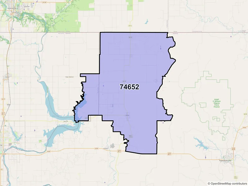 Map of ZIP Code 74652 — Shidler, OK