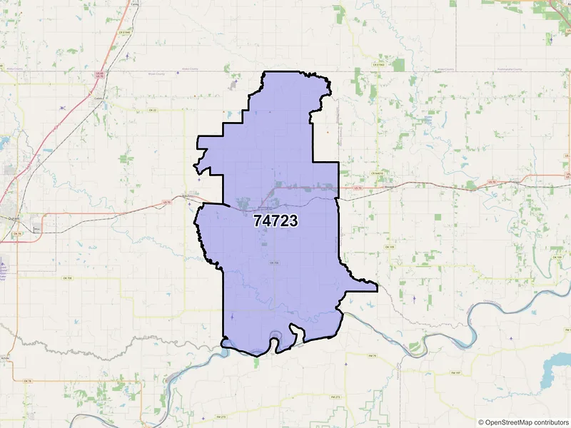 Map of ZIP Code 74723 — Bennington, OK