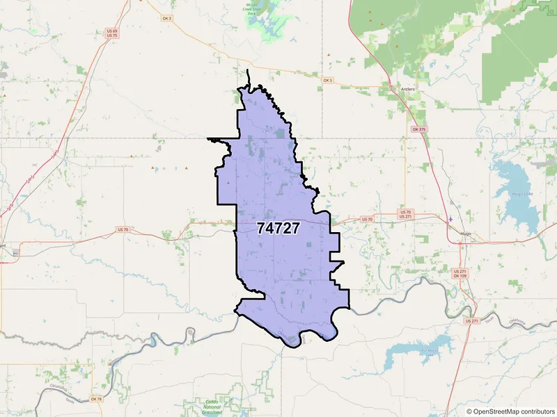 Map of ZIP Code 74727 — Boswell, OK