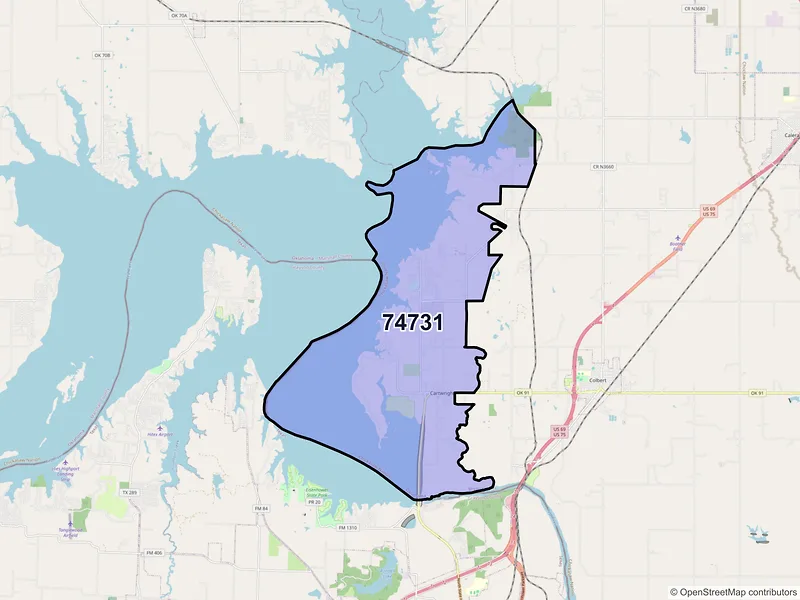 Map of ZIP Code 74731 — Cartwright, OK