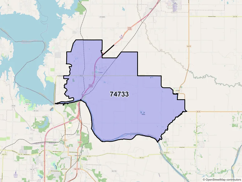 Map of ZIP Code 74733 — Colbert, OK
